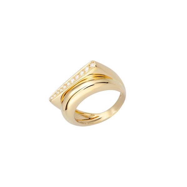 Fred Success ring small model in 18k yellow gold and diamonds
