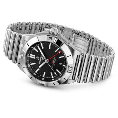 Breitling Chronomat GMT automatic watch black dial steel bracelet 40 mm