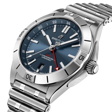 Montre Breitling Chronomat GMT automatique cadran bleu bracelet acier 40 mm A32398101C1A1