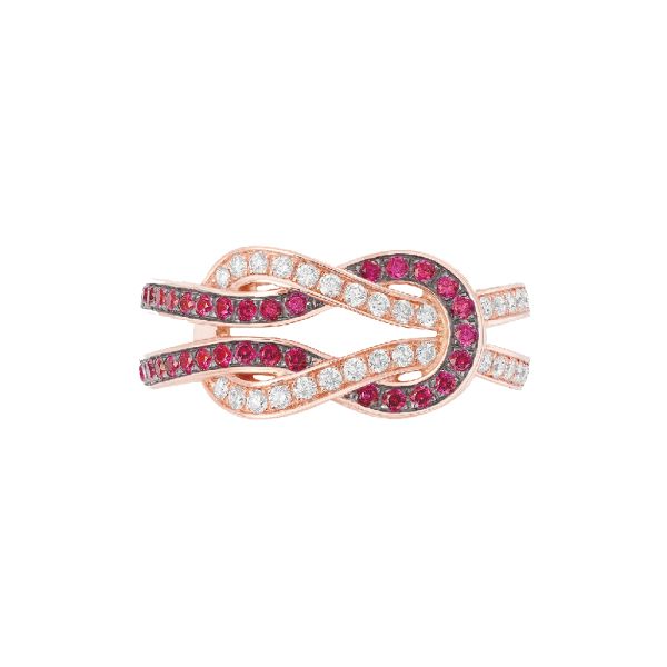 Fred Chance Infinie ring medium model in 18k rose gold, diamonds and rubies