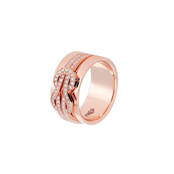 Bague Fred Chance Infinie ruban moyen modèle en or rose et diamants 4B0934