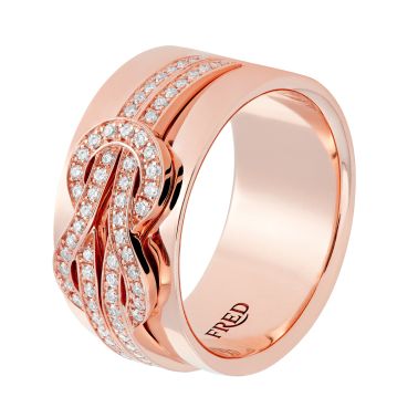 Bague Fred Chance Infinie ruban moyen modèle en or rose et diamants 4B0934