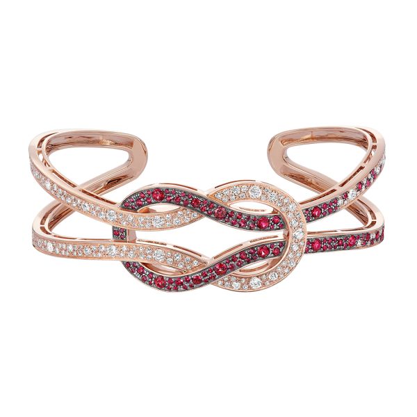 Fred Chance Infinie cuff bracelet in 18k rose gold, diamonds and rubies