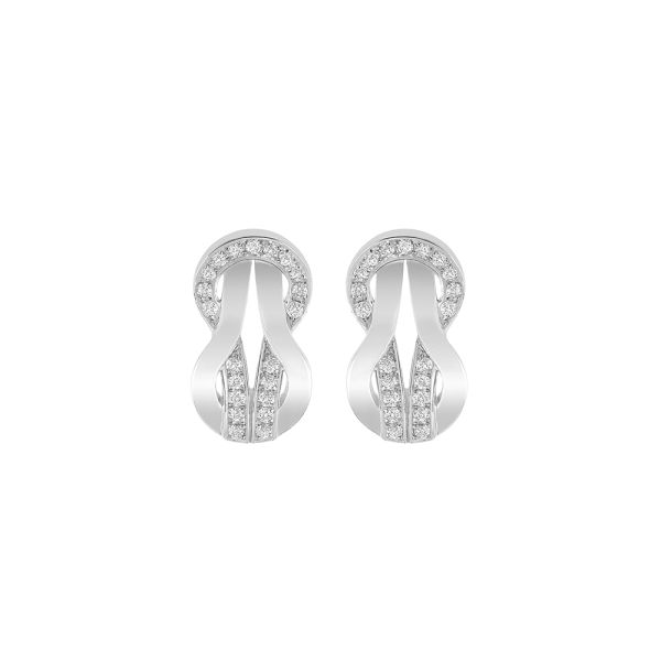 Puces d'oreilles Fred Chance Infinie petit modèle en or blanc et diamants 8B0266