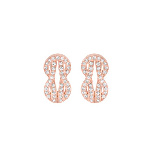 Fred Chance Infinie earrings medium model in 18k rose gold and diamonds pavement