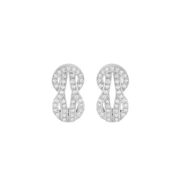 Puces d'oreilles Fred Chance Infinie moyen modèle en or blanc et pavage diamants 8B0268