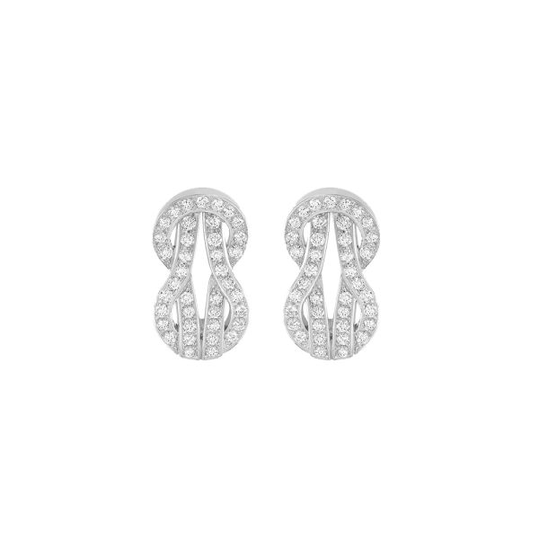 Fred Chance Infinie earrings medium model in 18k white gold and diamonds pavement