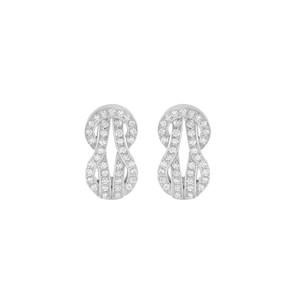 Fred Chance Infinie earrings medium model in 18k white gold and diamonds pavement