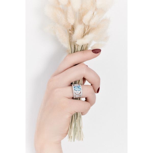 Lepage La Santa-Maria ring in white gold, aquamarine and diamonds