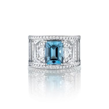 Lepage La Santa-Maria ring in white gold, aquamarine and diamonds