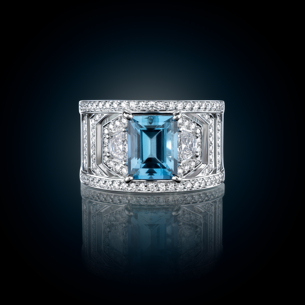 Lepage La Santa-Maria ring in white gold, aquamarine and diamonds