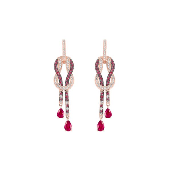 Fred Chance Infinie earrings in 18k rose gold, diamonds and rubies