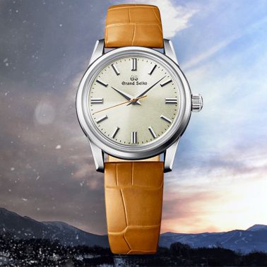Montre Grand Seiko Elegance Flow of Seasons "Bantō" mécanique cadran champagne bracelet cuir 37,3 mm