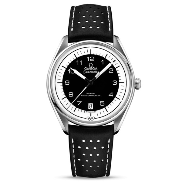 Montre Omega Seamaster Jeux Olympiques cadran blanc bracelet cuir noir Edition limitée 2032 ex. 39,5 mm - SOLDAT PL