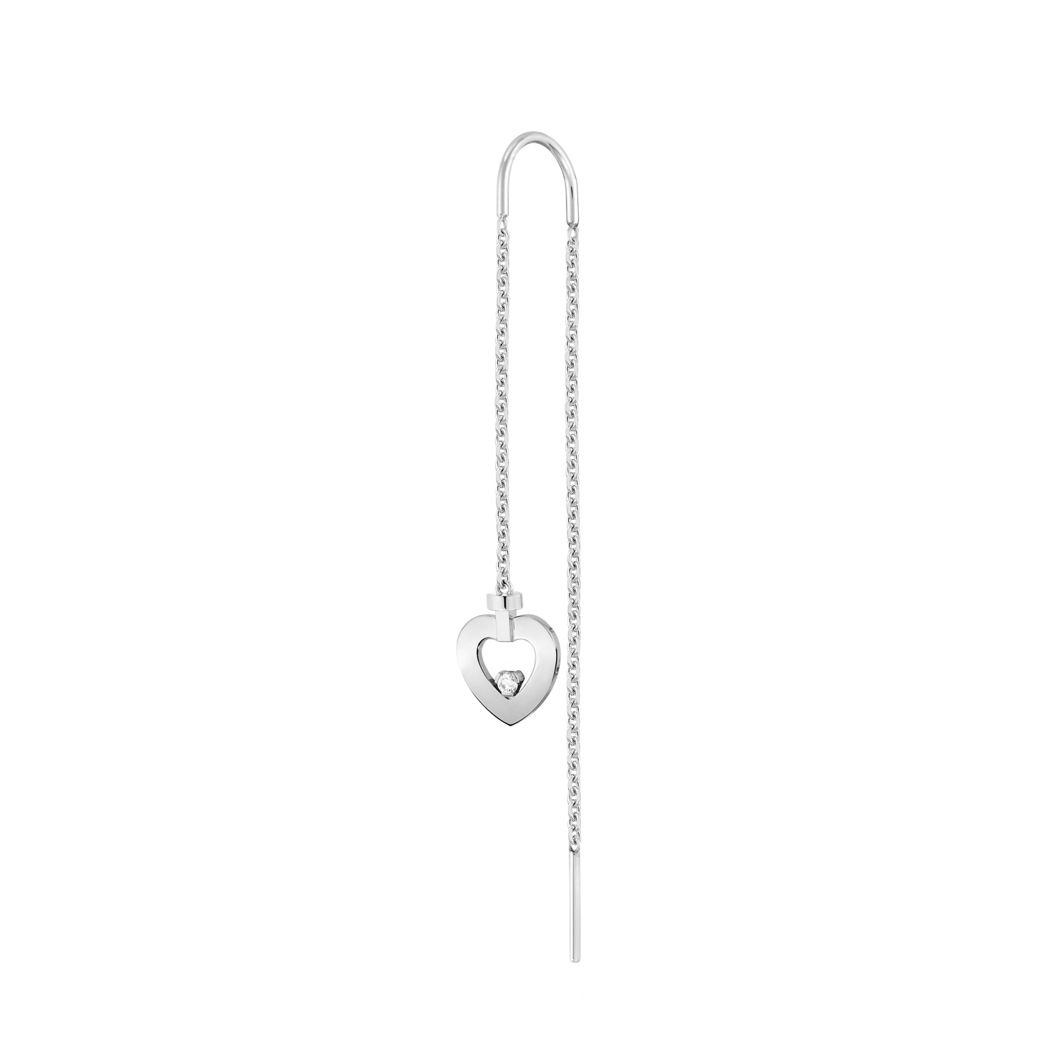 Boucle d'oreille longue Fred Pretty Woman en or blanc et diamant 8B0313