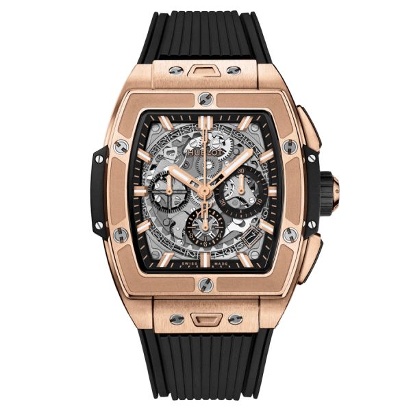 Hublot Spirit of Big Bang King Gold automatic watch skeleton dial black rubber strap 42 mm