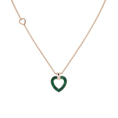 Collier Fred Pretty Woman petit modèle en or rose, diamants, nacre blanche et malachite