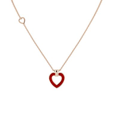 Collier Fred Pretty Woman petit modèle en or rose, diamants et cornaline 7B0287