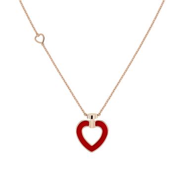 Collier Fred Pretty Woman moyen modèle en or rose, diamants et cornaline 7B0288