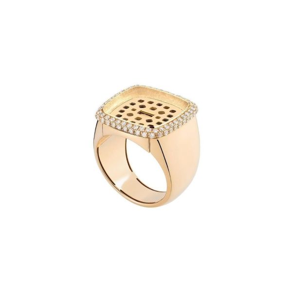 Bague Monture Fred Pain de Sucre grand modèle en or jaune et diamants 4B0444