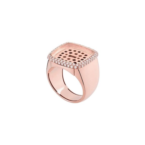 Bague Monture Fred Pain de Sucre grand modèle en or rose et diamants 4B0445