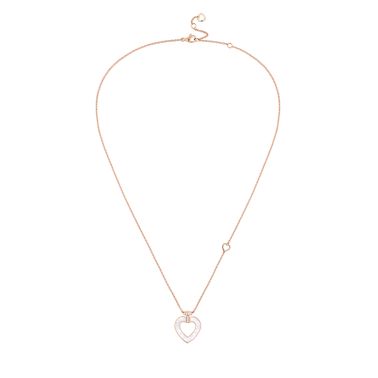 Collier Fred Pretty Woman moyen modèle en or rose, diamants, nacre blanche et onyx 7B0277