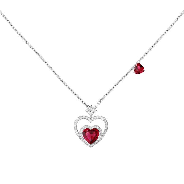 Fred Pretty Woman Unconditional necklace in white gold diamonds and rubellite