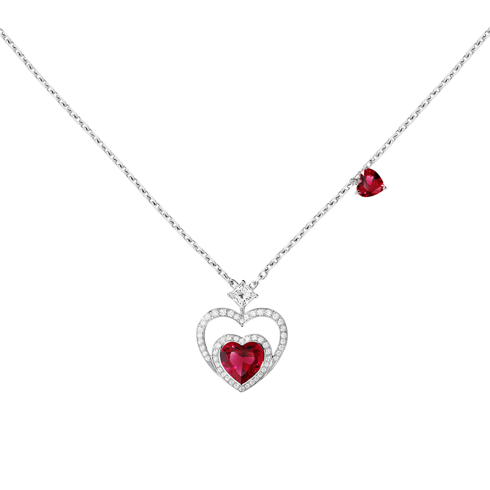 Collier Fred Pretty Woman Unconditional en or blanc, diamants et rubellites 7J0310