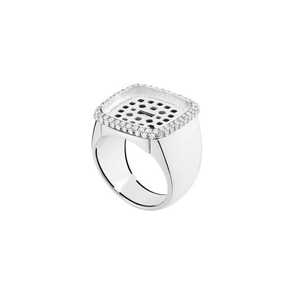 Bague Monture Fred Pain de Sucre moyen modèle en or blanc et diamants 4B0756