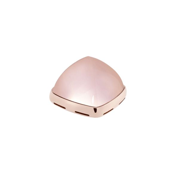 Cabochon Fred Pain de Sucre moyen modèle en or rose et quartz rose 4B0757