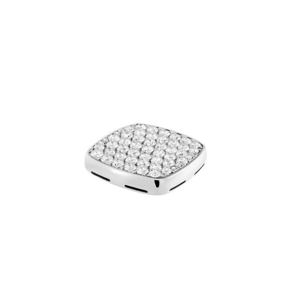 Plaque chevalière Fred Pain de Sucre moyen modèle en or blanc et diamants 4B0863