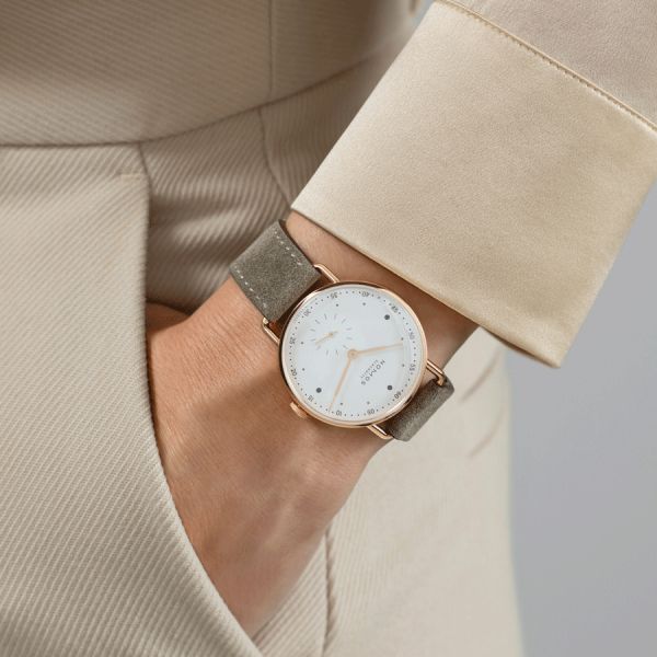 Watch Nomos Metro 33 mechanical pink gold beige leather 33 mm 1170 Lepage