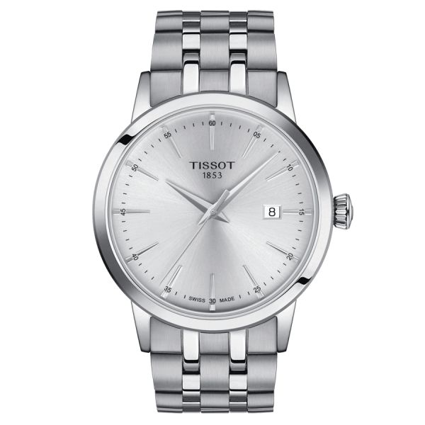 Montre Tissot Classic Dream quartz cadran argent bracelet acier 42 mm T129.410.11.031.00