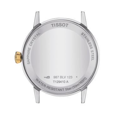 Tissot Classic Dream watch yellow gold colour quartz silver dial steel bracelet 42 mm