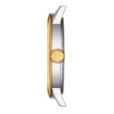 Montre Tissot Classic Dream quartz couleur or jaune cadran argent bracelet acier 42 mm T129.410.22.031.00