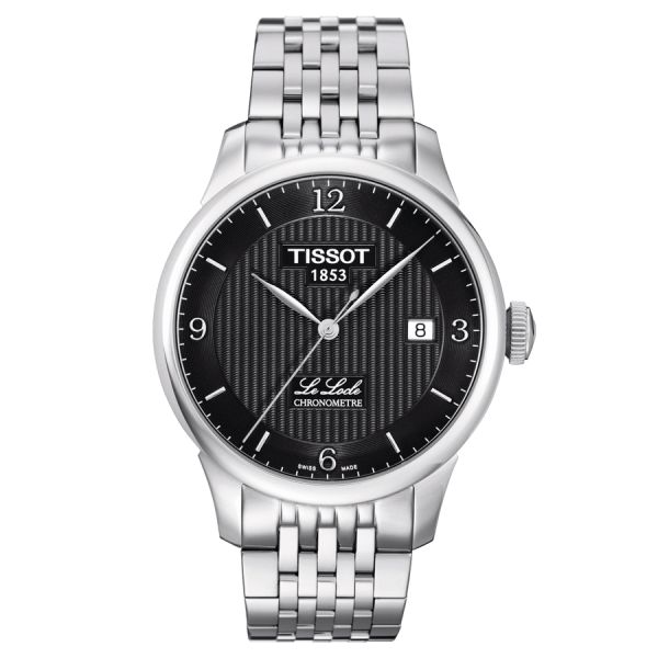 Montre Tissot T-Classic Le Locle automatique chronomètre cadran noir bracelet acier 39,3 mm T006.408.11.057.00