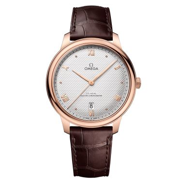 Montre Omega De Ville Prestige Co-Axial Master Chronometer Or Rose Sedna cadran argenté bracelet cuir 40 mm