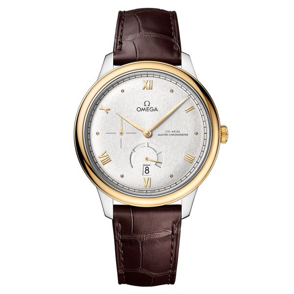 Omega De Ville Prestige Co-Axial Master Chronometer Gold and steel power reserve silver dial leather strap 41 mm