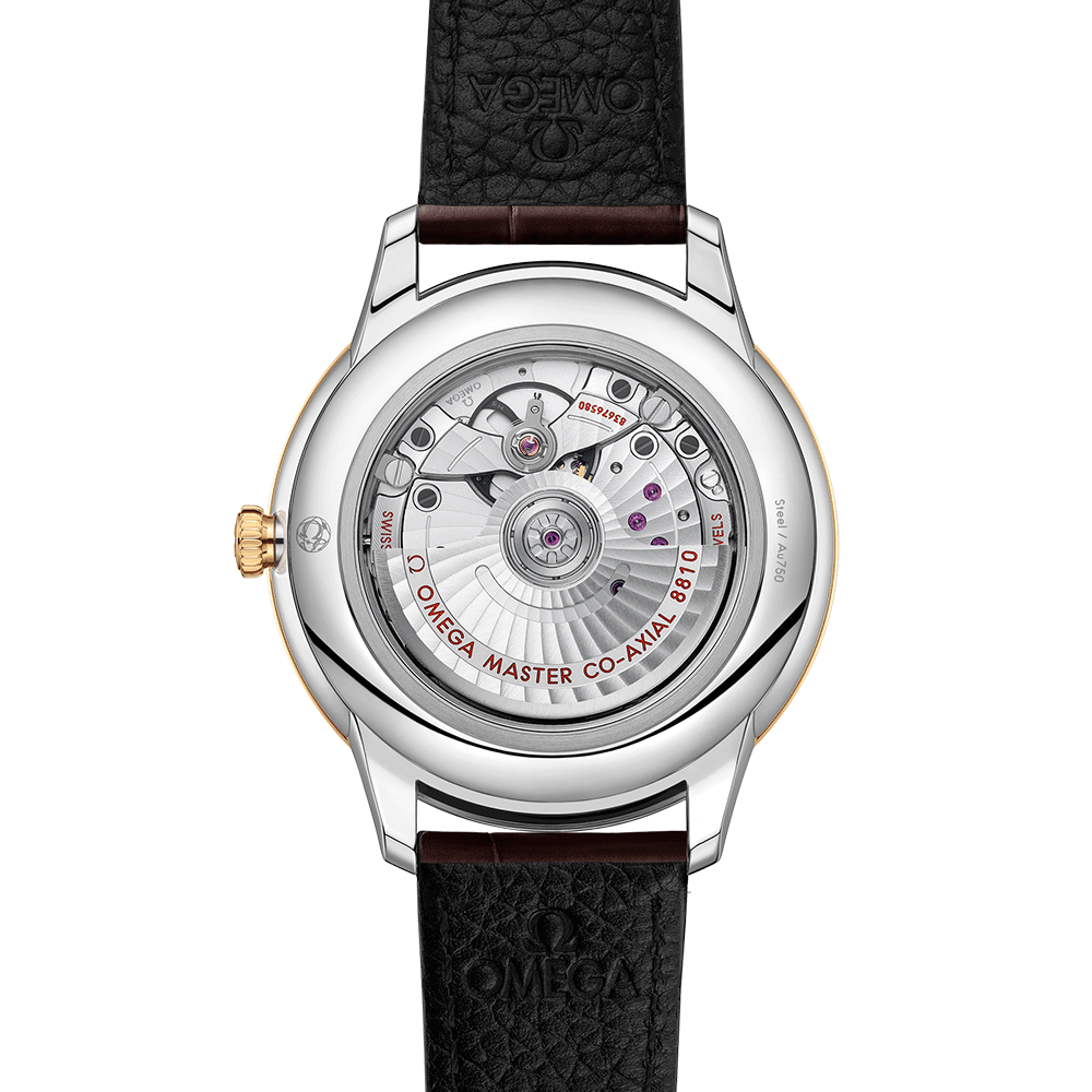 Montre Omega De Ville Prestige Co-Axial Master Chronometer Réserve de Marche Or et Acier cadran argenté bracelet cuir 41 mm