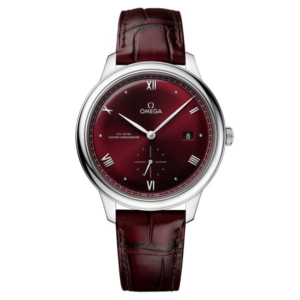 Omega De Ville Prestige Co-Axial Master Chronometer Small Second burgundy dial leather strap 41 mm