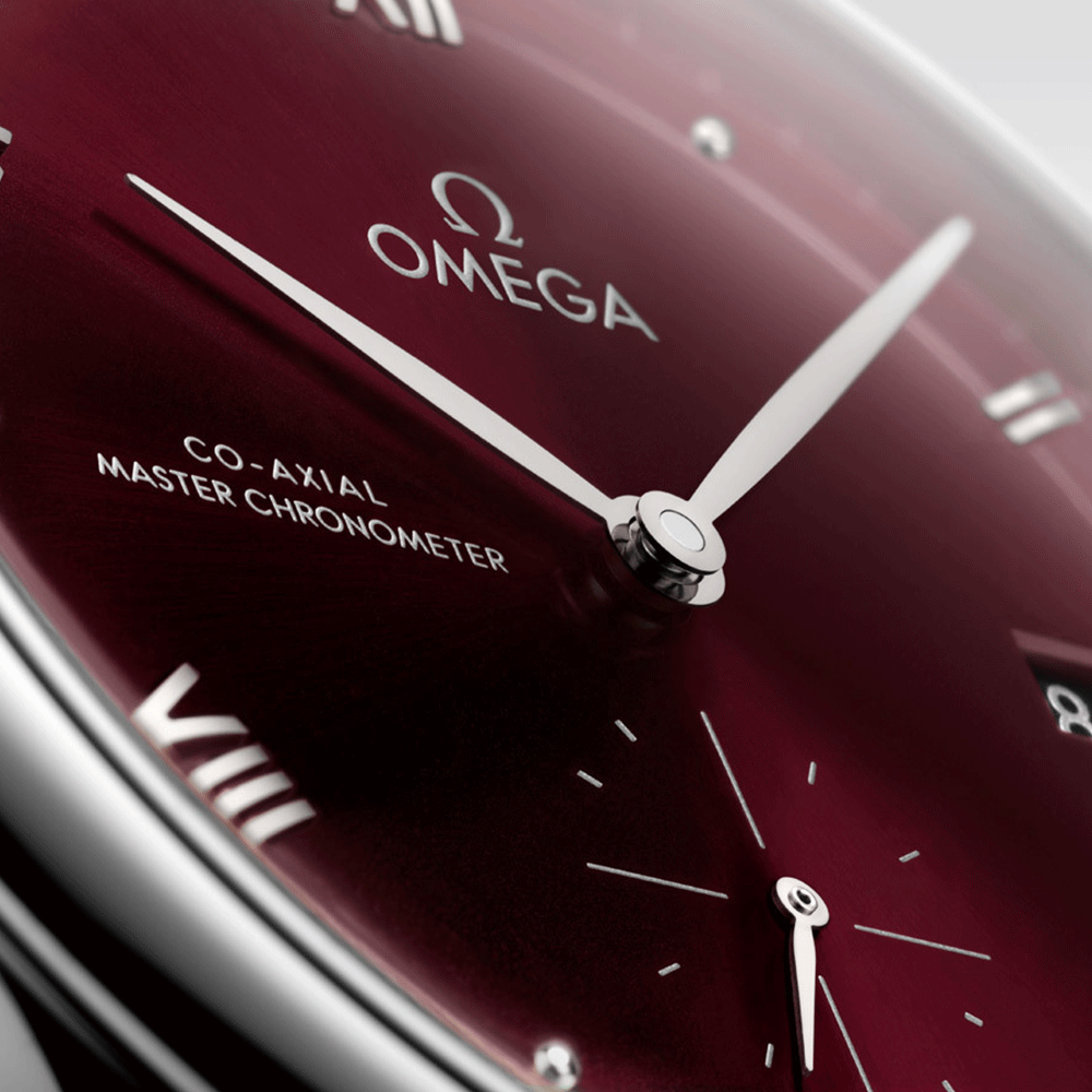 Omega De Ville Prestige Co-Axial Master Chronometer Small Second burgundy dial leather strap 41 mm