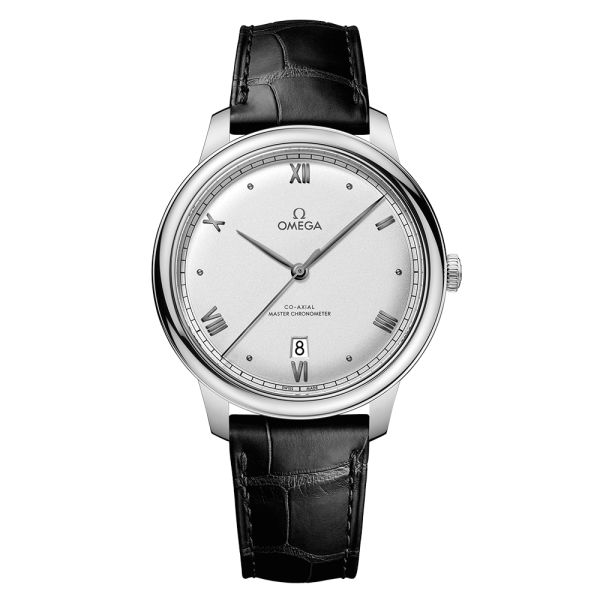 Montre Omega De Ville Prestige Co-Axial Master Chronometer cadran argenté bracelet cuir 40 mm