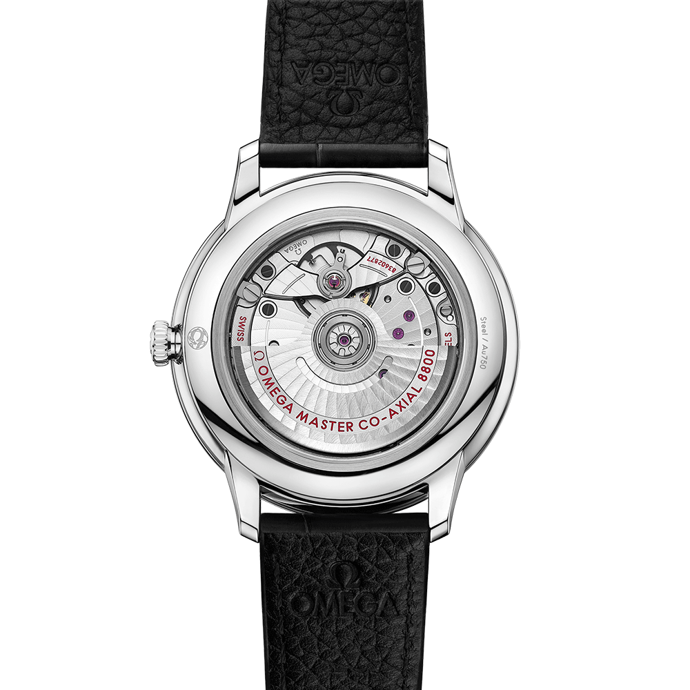 Montre Omega De Ville Prestige Co-Axial Master Chronometer cadran argenté bracelet cuir 40 mm