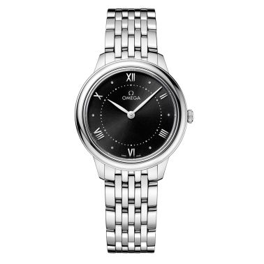 Montre Omega De Ville Prestige Quartz cadran noir bracelet acier 30 mm