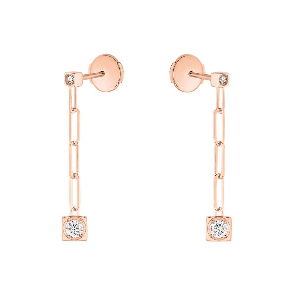 Boucles d'oreilles dinh van Le Cube Diamant en or rose et diamants 808215