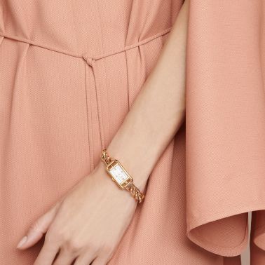 Montre HERMÈS Nantucket Petit Modèle Or Rose quartz cadran nacre blanche bracelet or rose 29 mm W049573WW00