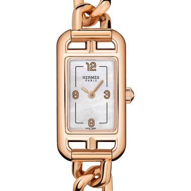 HERMÈS Nantucket Petit Modèle Rose Gold quartz dial white mother-of-pearl bracelet 29 mm