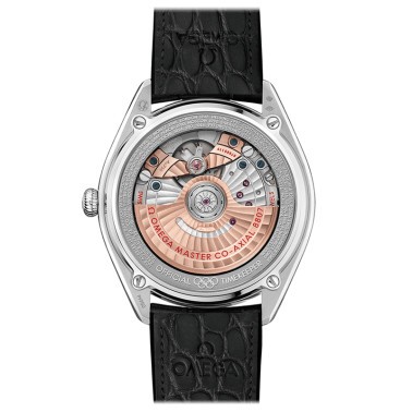 Montre Omega Seamaster Jeux Olympiques platine cadran noir bracelet cuir noir Ed. limitée 100 ex. 39,5 mm