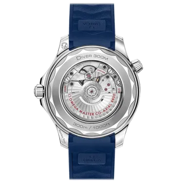 Montre Omega Seamaster Diver 300m Co-Axial Master Chronometer cadran bleu bracelet caoutchouc bleu 42 mm - SITE1