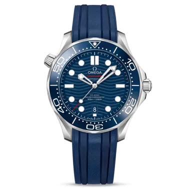 Montre Omega Seamaster Diver 300m Co-Axial Master Chronometer cadran bleu bracelet caoutchouc bleu 42 mm - SOLDAT PL